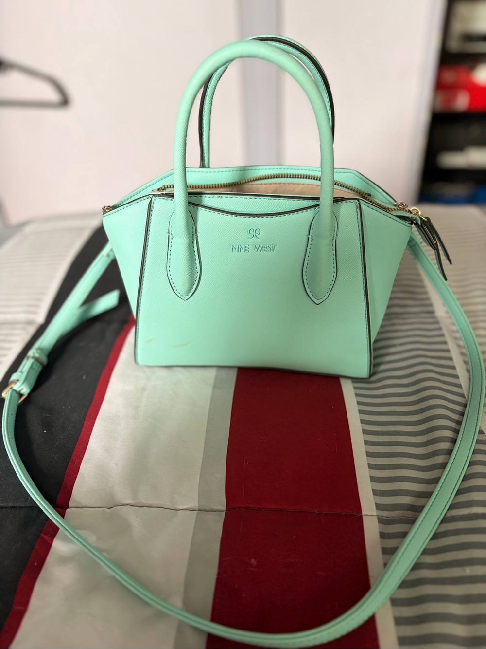Nine West Mint Green Mini Satchel with Crossbody Strap